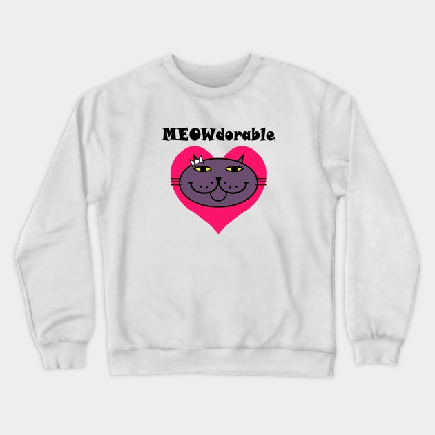 MEOWdorable - Deep PURRple Crewneck Sweatshirt by RawSunArt